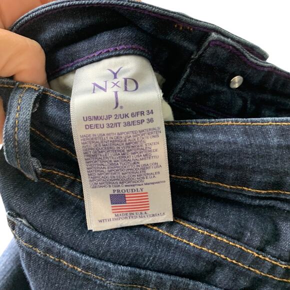 NYDJ Jeans Womens 2 Blue Denim Dark Wash Cotton Billie Mini Boot Cut Mid-Rise - Picture 8 of 9